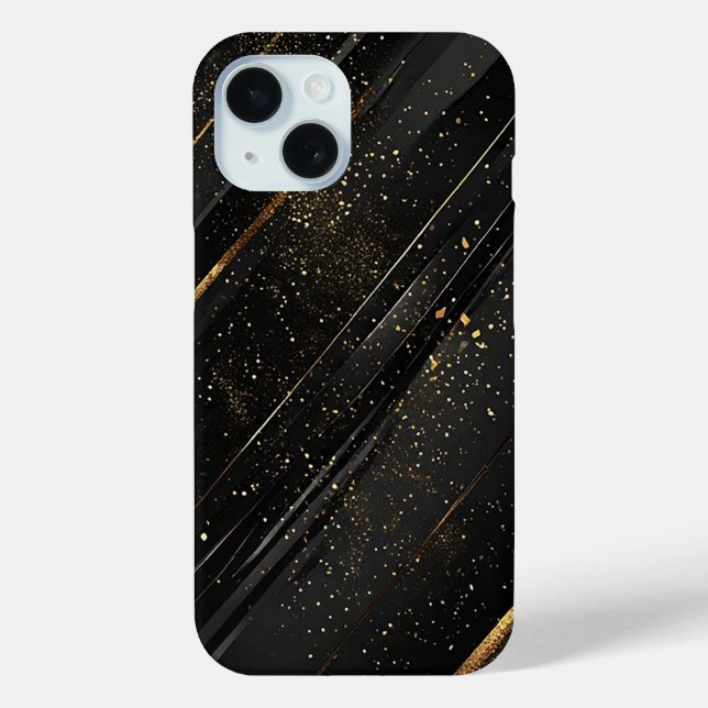 Eleganter Schwarz-Gold-Abstrakter Hintergrund Case-Mate iPhone Hülle (Rückseite)