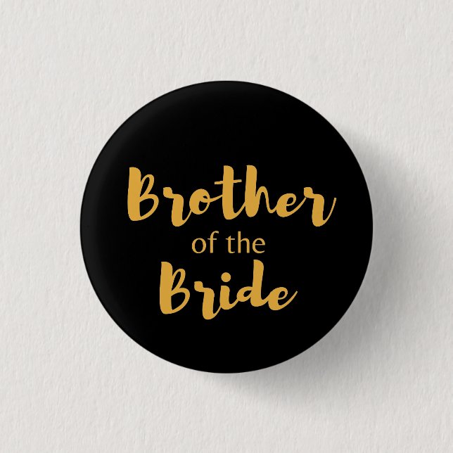 Eleganter Schwarz-Gold-Bruder der Braut Button (Vorderseite)