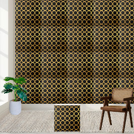 Eleganter Schwarz-Gold-Geometrisches Muster - Tile Fliese