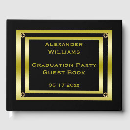 Eleganter Schwarz-Gold-Gerahmter Abschluss Gästebuch
