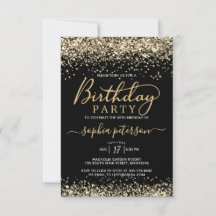 Eleganter Schwarz-Gold-Glitzer jeden Geburtstag