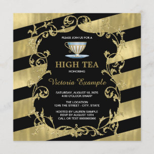 Eleganter Schwarz-Gold-High-Tea Einladung
