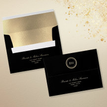 Eleganter Schwarz-Gold-Hochzeitsumschlag