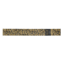 Eleganter Schwarz-Gold-individuelle Name Satinband