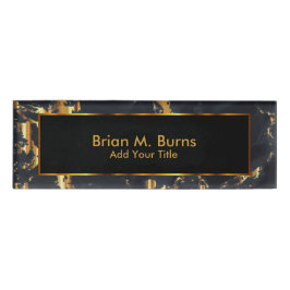 Eleganter Schwarz-Gold-Marmor Namenschild