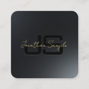 Eleganter Schwarz-Gold-Monogramm-Anfangsbuchstabe Quadratische Visitenkarte