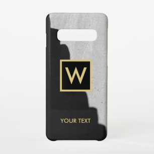 Eleganter Schwarz-Gold-Monogramm-Text Samsung Galaxy S10 Hülle