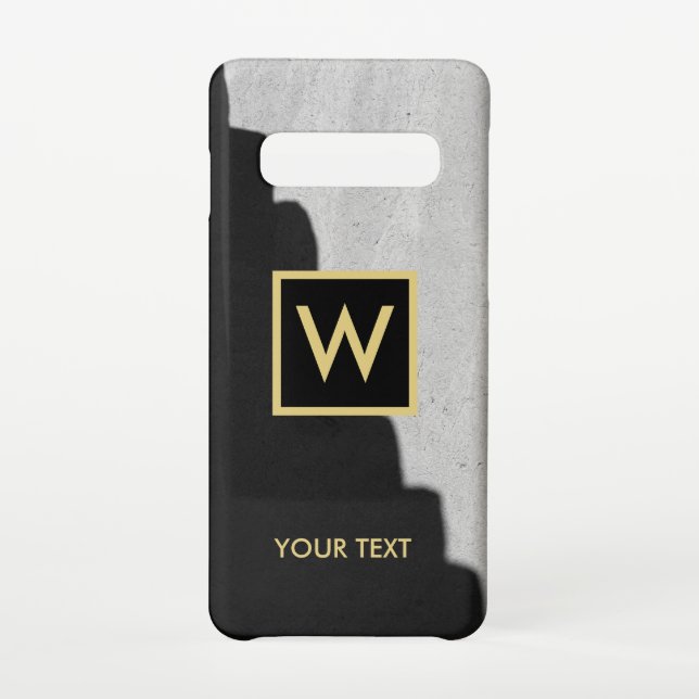 Eleganter Schwarz-Gold-Monogramm-Text Samsung Galaxy Hülle (Rückseite)