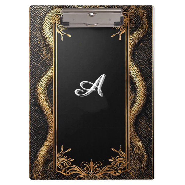 Eleganter Schwarz-Gold-Rahmen Klemmbrett (Vorderseite)