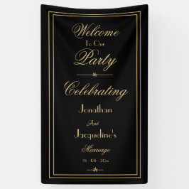 Eleganter Schwarz & Gold Script Chic Hochzeit Will Banner