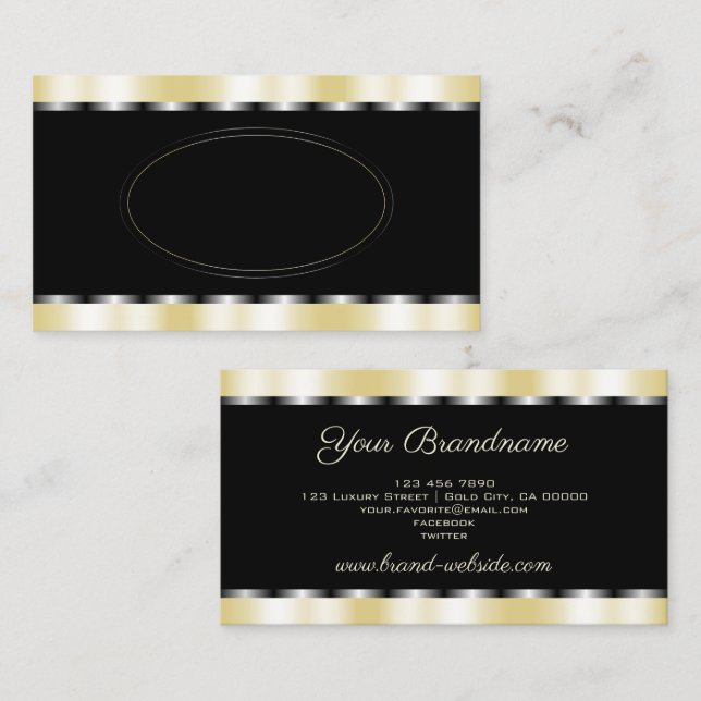 Eleganter Schwarz-Gold-Shimmer-Effekt Beruflich Visitenkarte (Vorne/Hinten)
