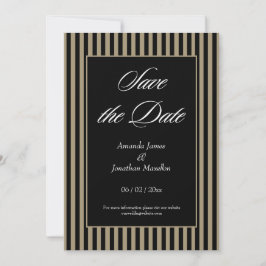 Eleganter Schwarz-Grün Streifen Save the Date Einladung