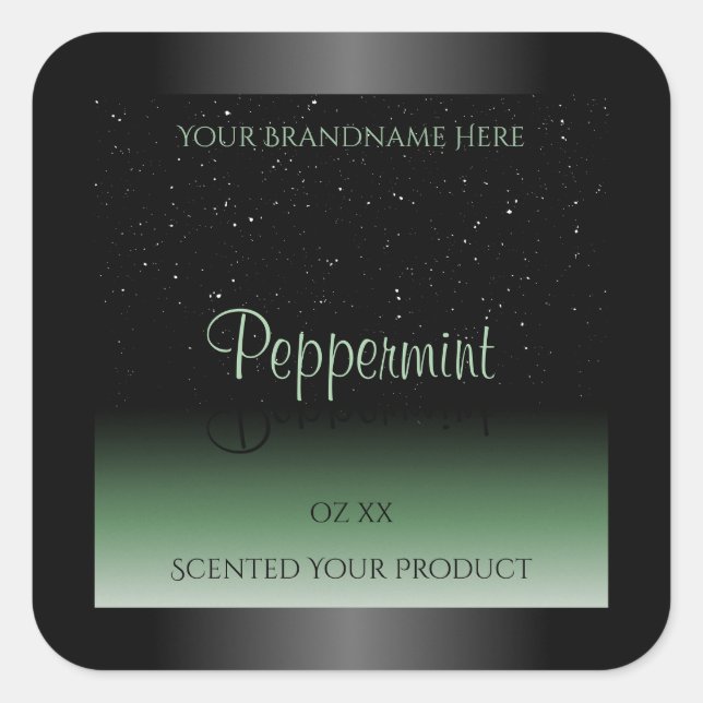 Eleganter, schwarz-grüner Glitzer mit dem Label So Quadratischer Aufkleber (Vorderseite)