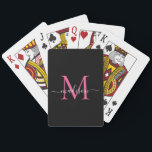 Eleganter schwarz-rosa Monogram Stilvoller Skriptn Spielkarten<br><div class="desc">Elegantes Black Magenta Hot Blush Pink Monogram Stilvolle Skriptname Playing Cards</div>
