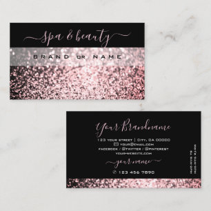 Eleganter Schwarz Rosa Sparkling Glitzer Beruflich Visitenkarte