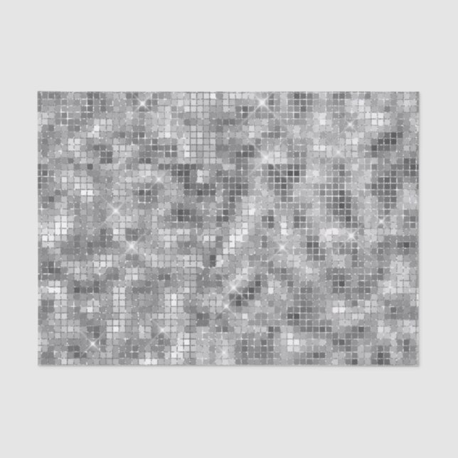 Eleganter Schwarz-Silber-Tile-Glitzer Seidenpapier (Vorderseite)