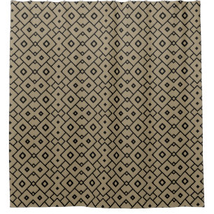 Eleganter Schwarz-Tan-Diamant-Gitterprint Duschvorhang