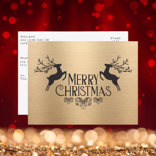 Eleganter Schwarz und Gold Frohe Weihnachtsmann Feiertagspostkarte