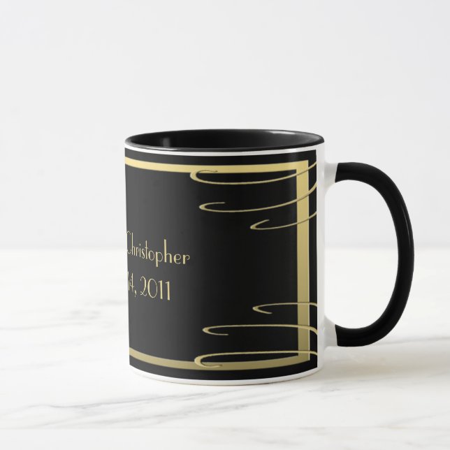 Eleganter Schwarz-und Goldstrudel Tasse (Rechts)