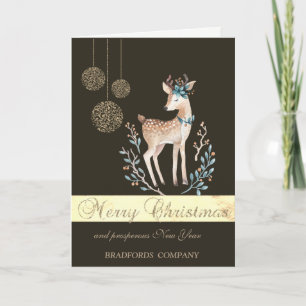 Eleganter Schwarz, Weihnachtskugeln, Hirsch Feiertagskarte