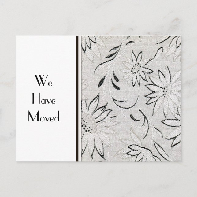 Eleganter Schwarz-Weiß-Adresswechsel Ankündigungspostkarte (Vorderseite)