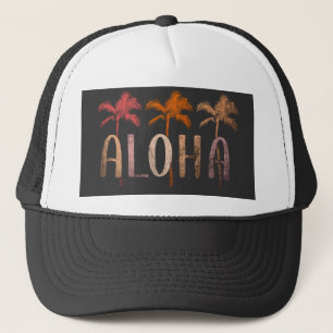 Eleganter Schwarz-Weiß-Aloha Truckerkappe