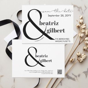 Eleganter Schwarz-Weiß-Ampersand Save the Date