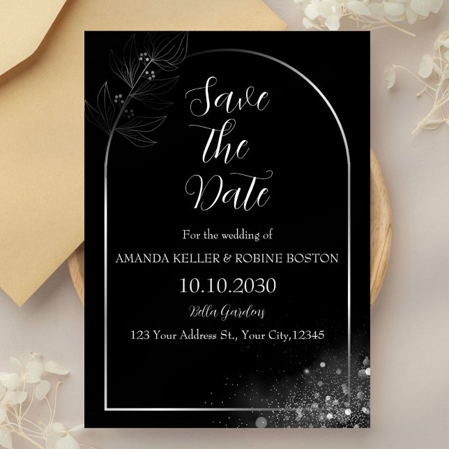 Eleganter Schwarz-Weiß-Bogengang Save the Date Einladung (Von Creator hochgeladen)