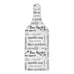 Eleganter Schwarz-Weiß-Bön Appetit Französischer K Schneidebrett