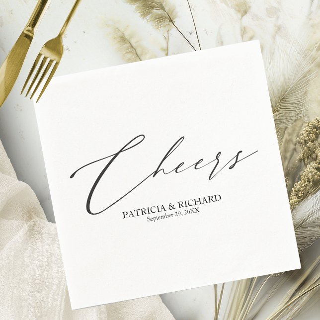 Eleganter Schwarz-Weiß-Cheers Hochzeit von Napkins Serviette (Von Creator hochgeladen)