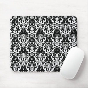 Eleganter Schwarz & Weiß Damask Mousepad
