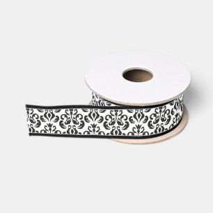 Eleganter Schwarz-Weiß Damask Stilvoll Ripsband