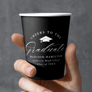 Eleganter Schwarz-Weiß-Gejammer für den Graduate Pappbecher