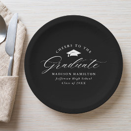 Eleganter Schwarz-Weiß-Gejammer für den Graduate Pappteller