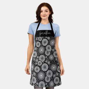 Eleganter Schwarz-Weiß-Geometrischer Sternenname  Schürze