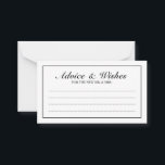 Eleganter Schwarz-Weiß-Hochzeitbeirat und Wünsche Hinweiskarte<br><div class="desc">Schöne elegante Black and White Wedding Advice and Wishings Card mit Ihren Informationen in schwarz-elegantem Schriftart mit schwarzem Rechteck. Klicken Sie auf die Schaltfläche Anpassen,  um das Design zu personalisieren.</div>