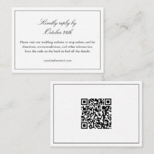 Eleganter Schwarz-Weiß-Hochzeitswebsite-QR-Code-RS Begleitkarte