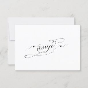 Eleganter Schwarz-Weiß-Kalligrafie-Hochzeitstag RS RSVP Karte