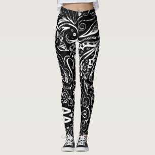 Eleganter Schwarz-Weiß-Mandala-Designwurf-Stützpfe Leggings
