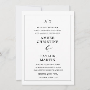 Eleganter Schwarz-Weiß Minimalistisch Moderner Chi Einladung