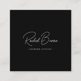 Eleganter Schwarz-Weiß-Platz mit modernen Skripten Quadratische Visitenkarte