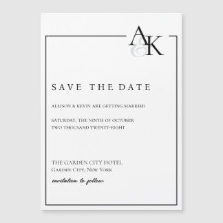 Eleganter Schwarz-Weiß-Save-the-Date-Magnet Magneteinladung
