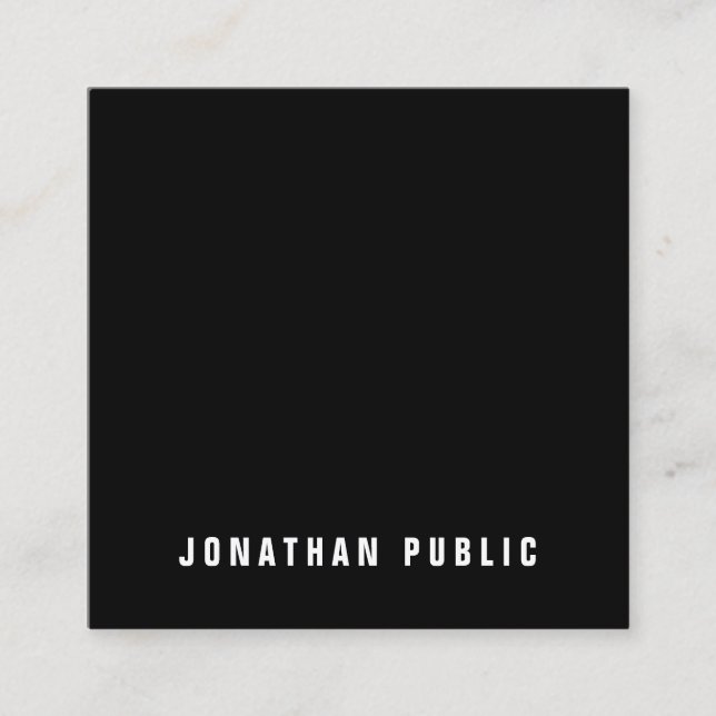 Eleganter Schwarz-weiß Simple Schlicht Beruflich L Quadratische Visitenkarte (Vorderseite)