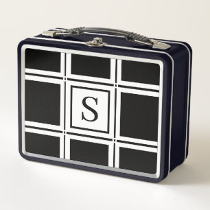 Eleganter Schwarz-Weiß-Single Metall Brotdose