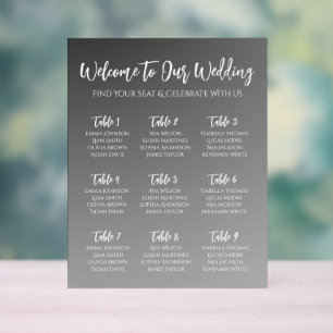 Eleganter Schwarz-Weiß-Sitzplan für die Hochzeit Acrylschild