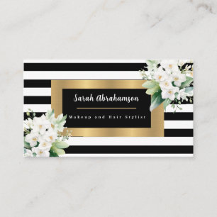 Eleganter Schwarz-Weiß-Streifen Visitenkarte