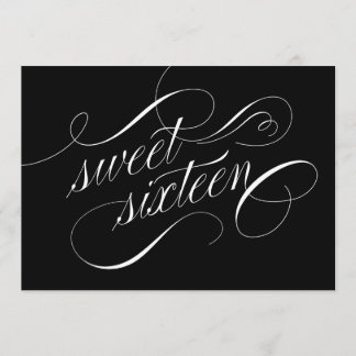 Eleganter Schwarz-Weiß-Sweet 16 Einladungen