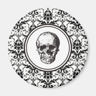 Eleganter Schwarz-Weiß-Totenkopf-Damaskus Magnet