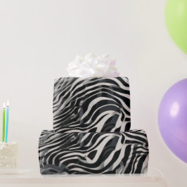 Eleganter Schwarz-Weiß-Zebradruck Luxus-Tier-Desig Geschenkpapier