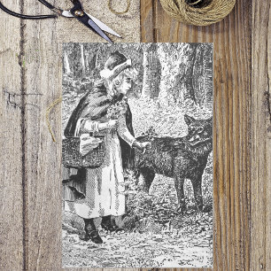 Eleganter Schwarz-weiß Zeichnend Red Riding Hood W Seidenpapier